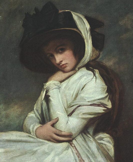 George Romney Lady Hamilton in a Straw Hat oil painting image